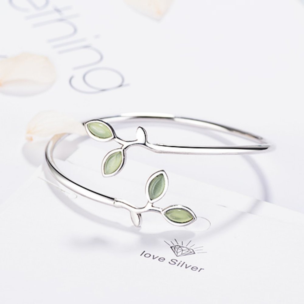 NEW 925 Sterling Silver Leaf Adjustable Cuff - Picture 4 of 6